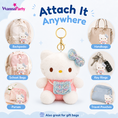 Hello Kitty Pink Plushy Keychain - Kawaii Bag Charm | Wanna Party - Image 5