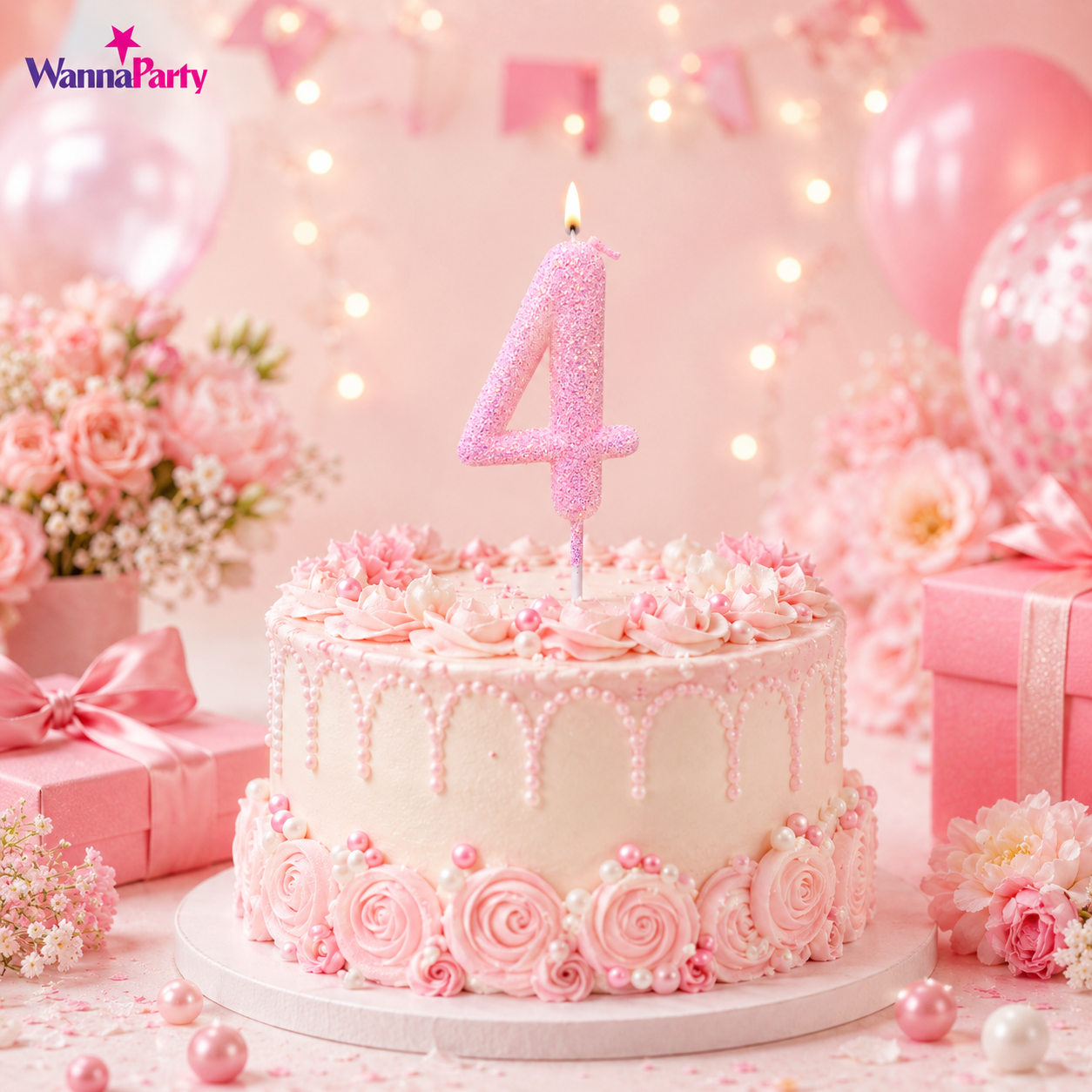 Glitter Designer Pink Candle No. 4