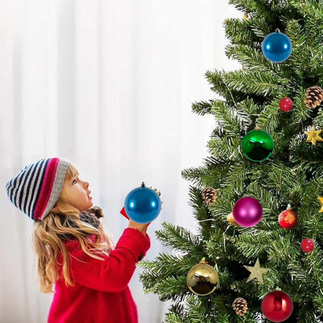 Christmas Colorful Metallic Balls for Xmas Tree Decor - 6PC