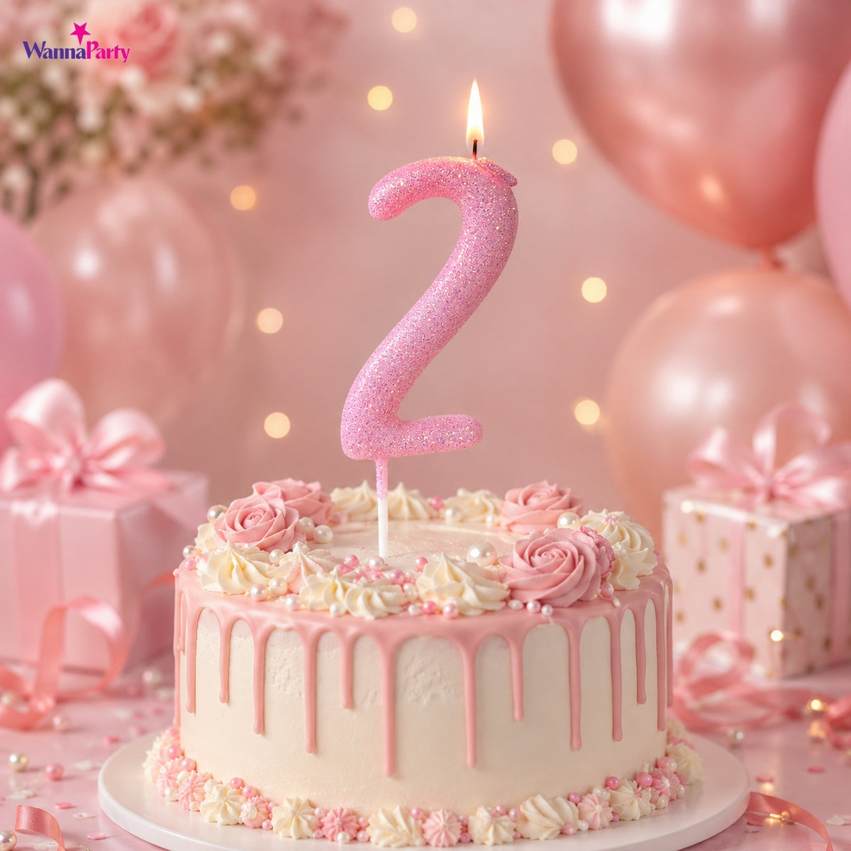 Glitter Designer Pink Candle No. 2