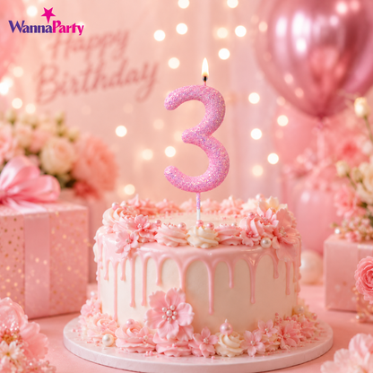 Glitter Designer Pink Candle No. 3