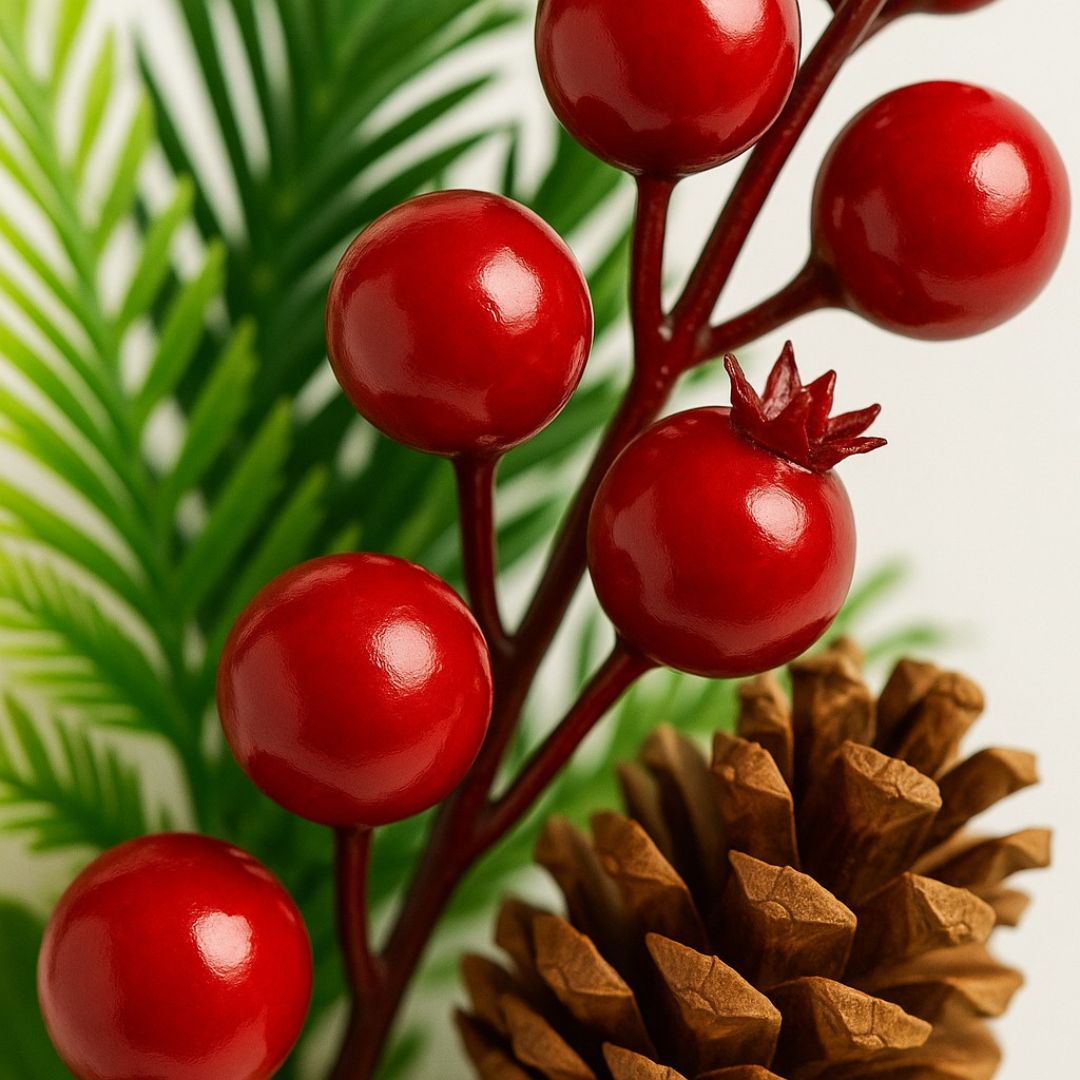 Pine Tree Inserts with Rubber Plant, Cherries and Pine Cones - 1PC