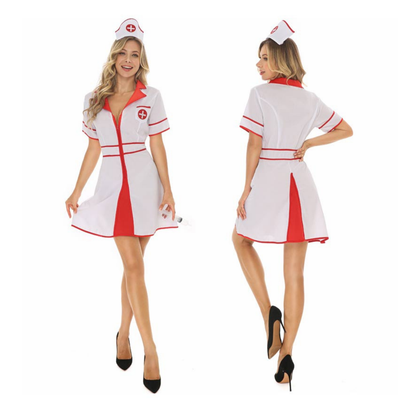 Notty Nurse Costume w/Headgear and Syringe for Adult - Size L - Bust - 38 inches