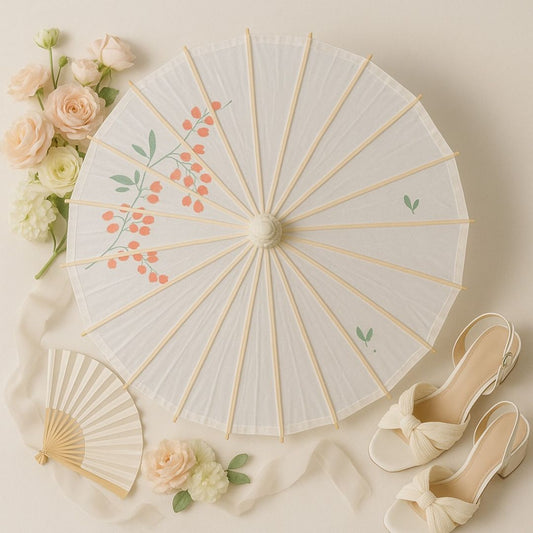 Japanese Parasol White Umbrella for Decoration - 1PC