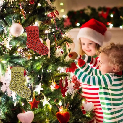 Santa Stocking Tree Hanging Decoration  2Pc