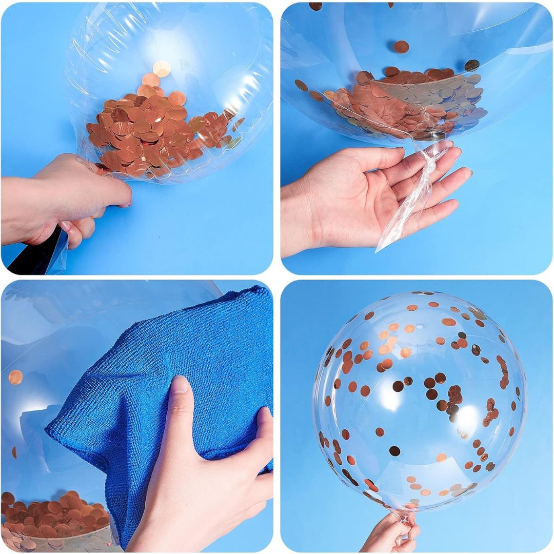 Wanna Party 5 Pieces 24 Inch Jumbo Bubble Confetti Bobo Balloons Including Gold Confetti for Wedding Birthday Anniversary Christmas Decorations(Rose Gold)