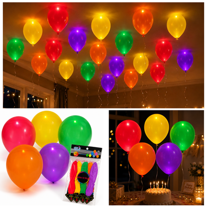 LED Light Up Balloons 12 Inch | Glow Balloons for Party Decor & Celebration | Multicolor | 5 Pc