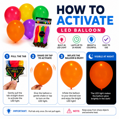 LED Light Up Balloons 12 Inch | Glow Balloons for Party Decor & Celebration | Multicolor | 5 Pc