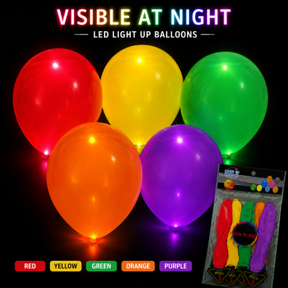 LED Light Up Balloons 12 Inch | Glow Balloons for Party Decor & Celebration | Multicolor | 5 Pc