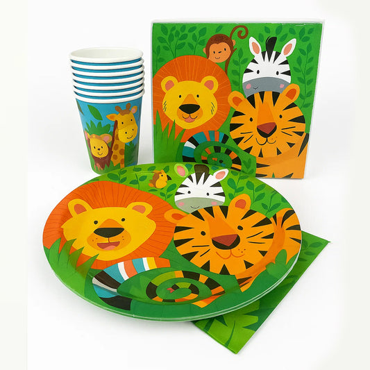 Jungle Theme Birthday Tableware Set - 36PC - Up to 10 Pax