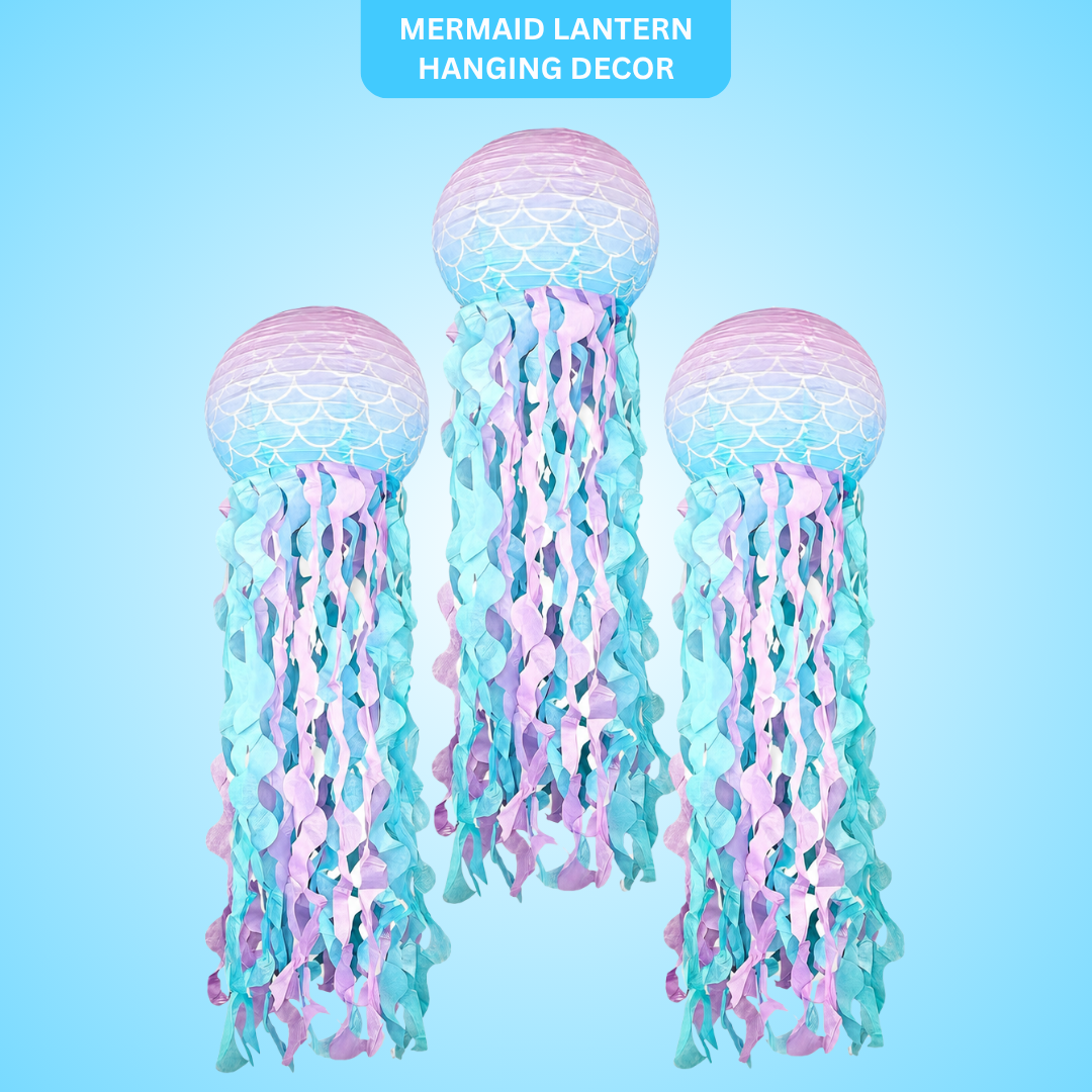 Mermaid Lanterns Hanging Decoration Combo 3PC - Ocean Theme | Wanna Party - Image 1