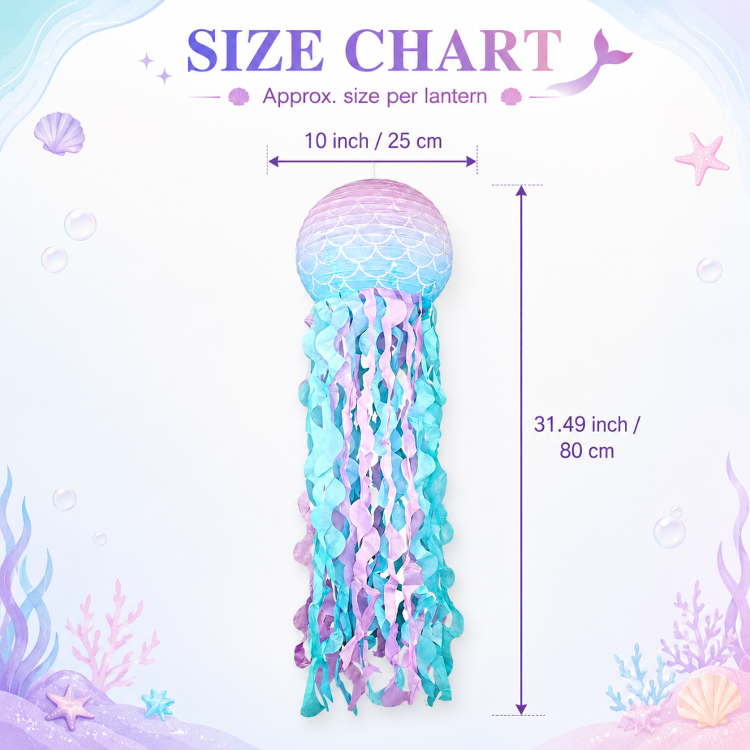 Mermaid Lanterns Hanging Decoration Combo 3PC - Ocean Theme | Wanna Party - Image 7