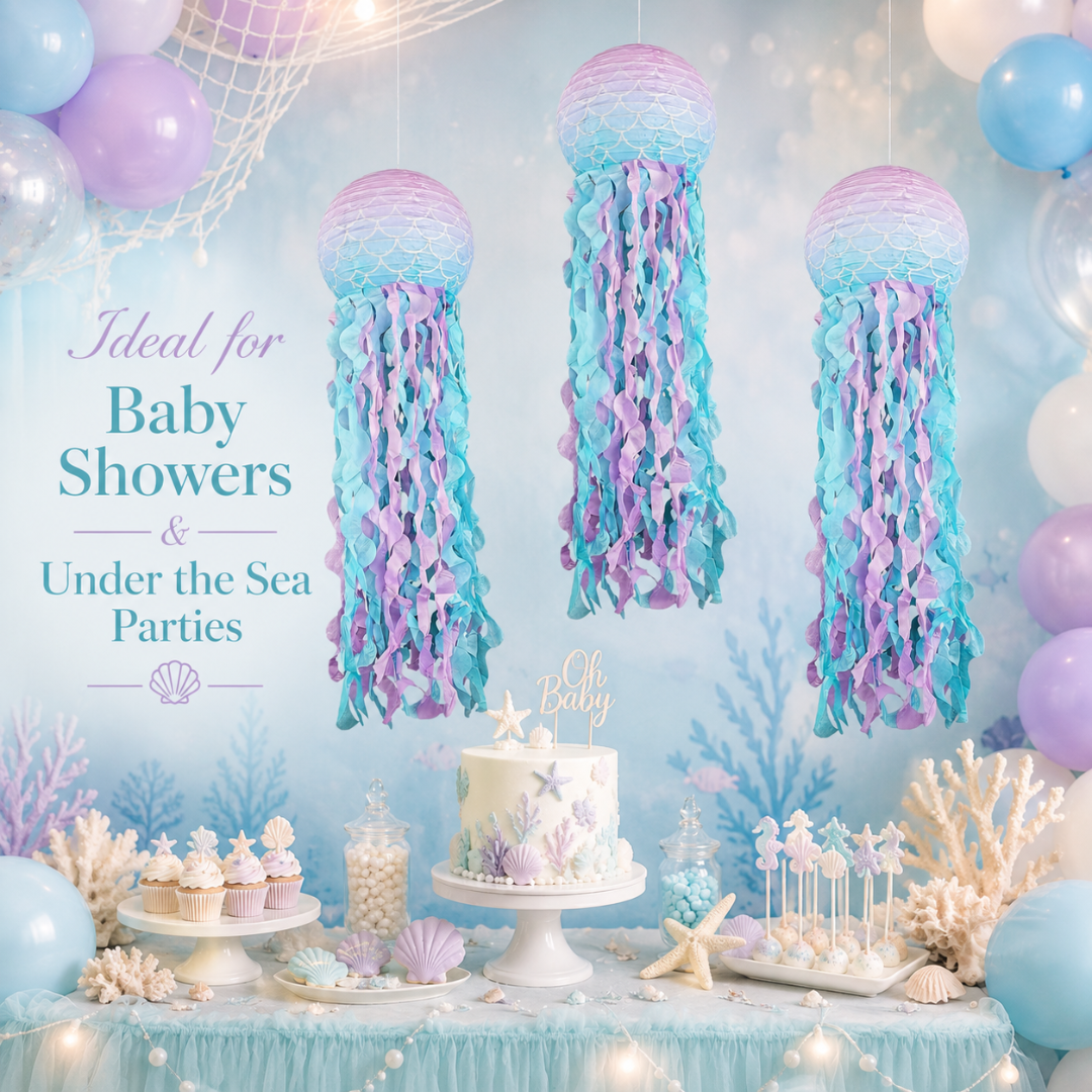 Mermaid Lanterns Hanging Decoration Combo 3PC - Ocean Theme | Wanna Party - Image 4