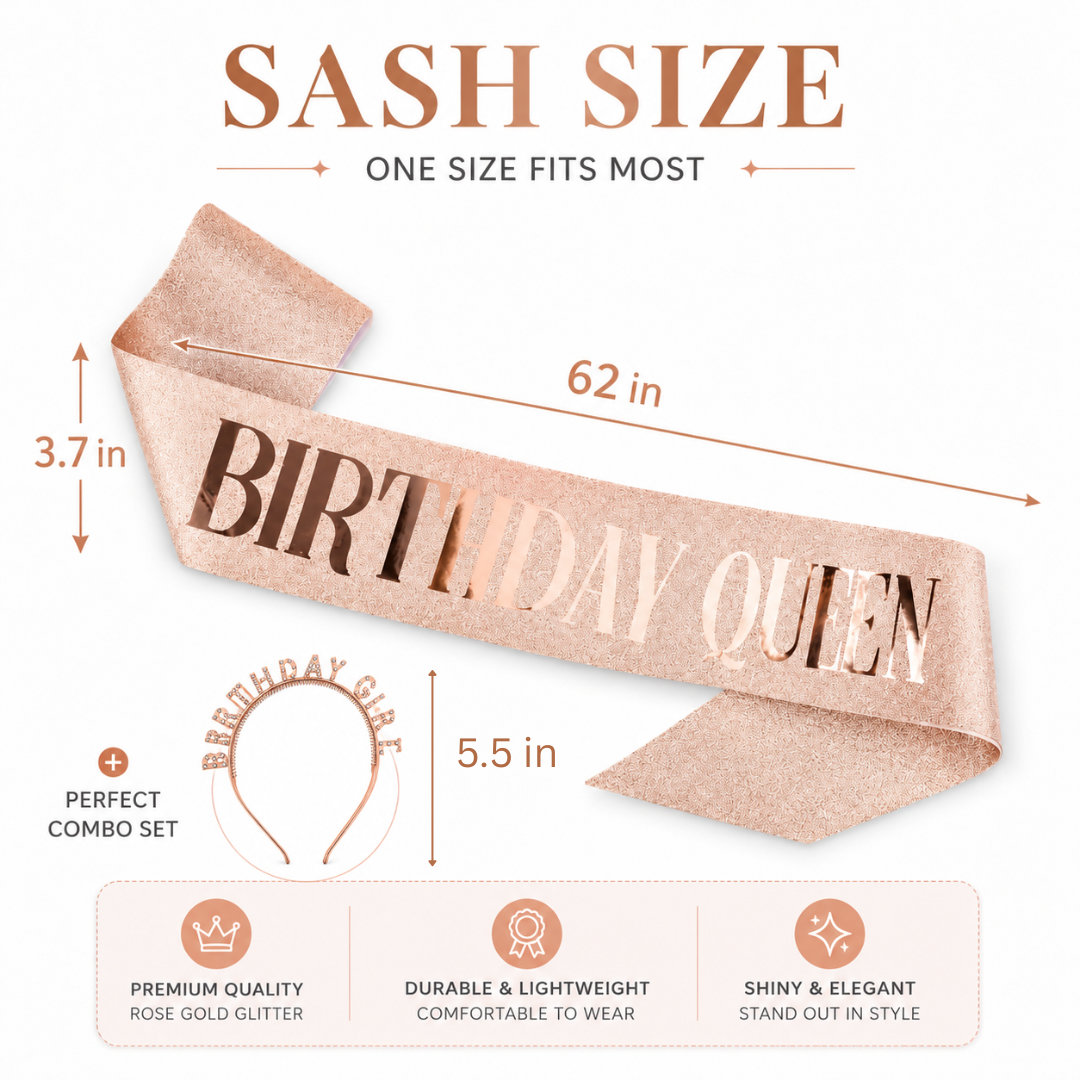 Happy Birthday Tiara Headband with Birthday Queen Sash Combo -... - Wanna Party - packaging