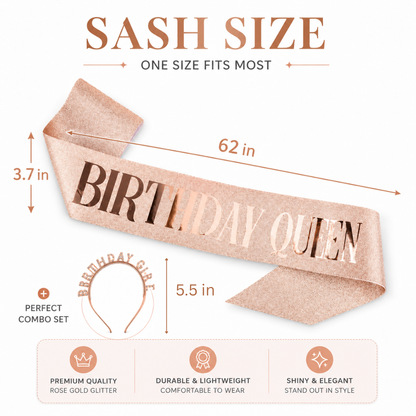 Happy Birthday Tiara Headband with Birthday Queen Sash Combo -... - Wanna Party - packaging