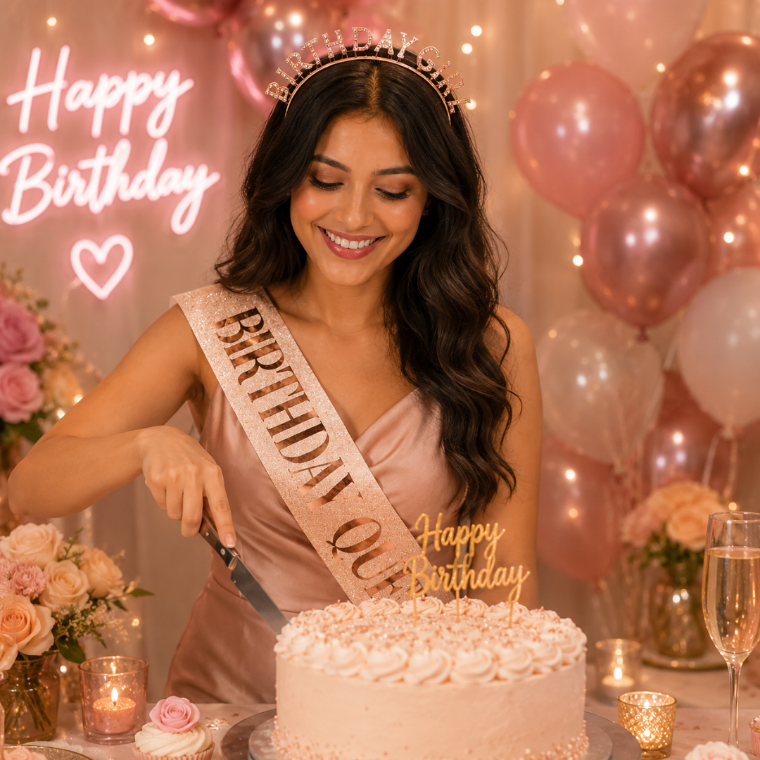 Happy Birthday Tiara Headband with Birthday Queen Sash Combo -... - Wanna Party - use