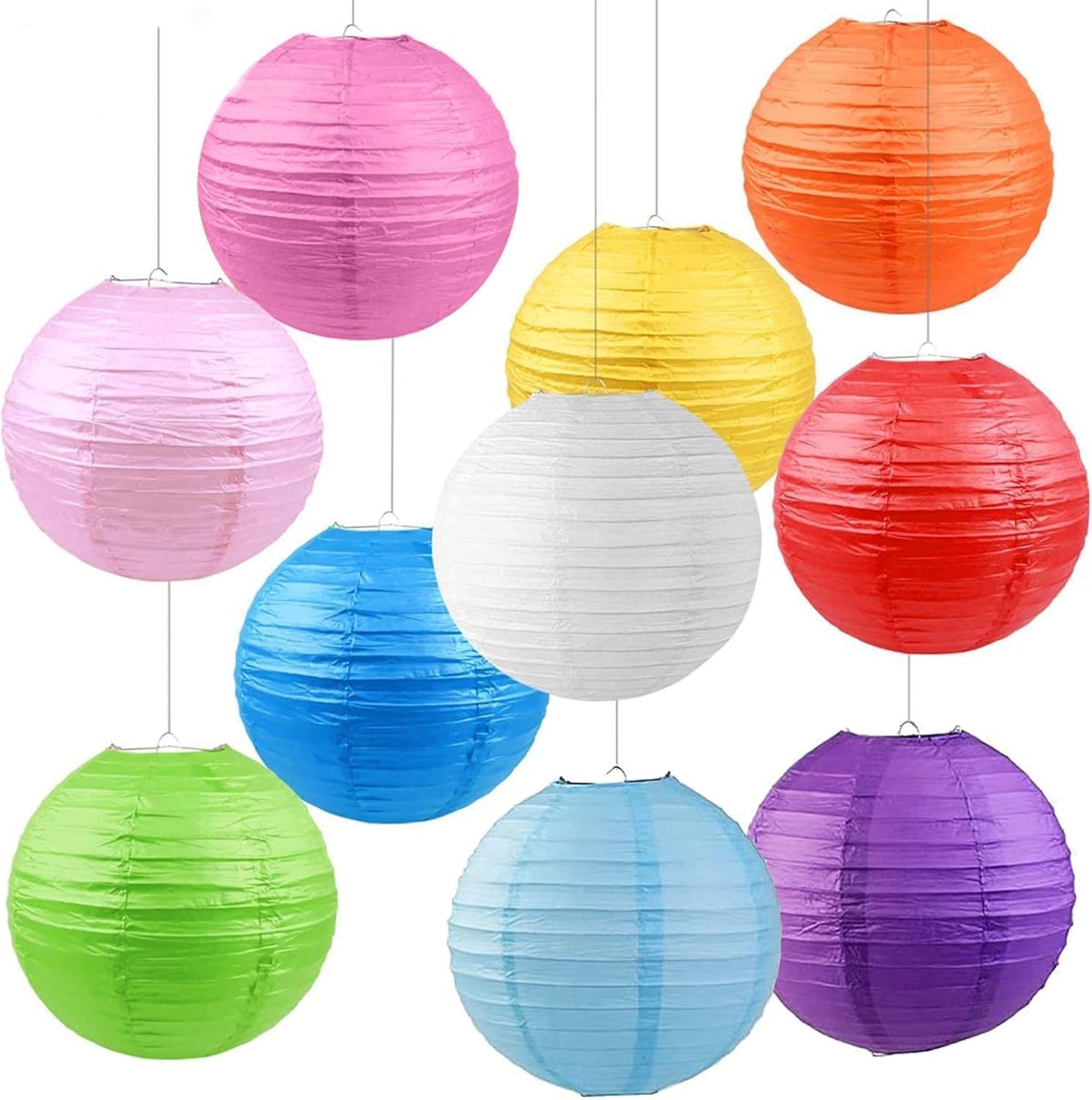 Pack of 7 Vibrant Paper Lanterns & Butterfly Decoration Set