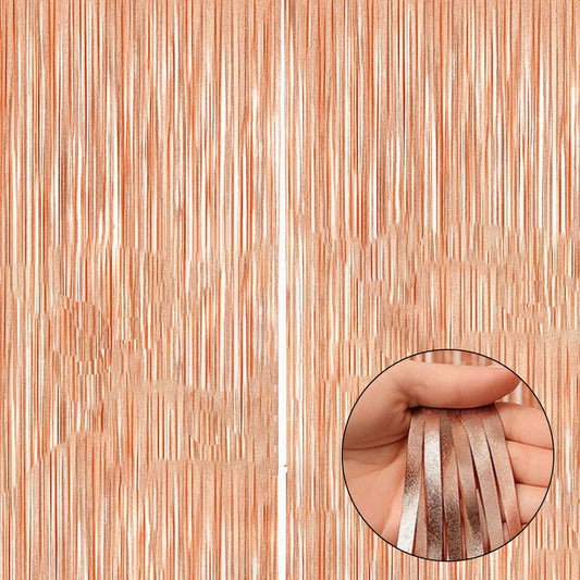 Rose Pink Foil Curtain 2Pcs - Textured Shiny Party Decor | Wanna Party - Image 6