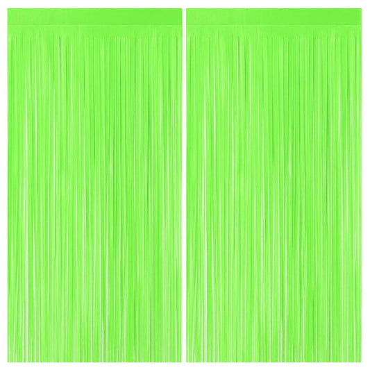 Neon Green Foil Curtain 2Pcs - Textured Shiny Party Backdrop | Wanna Party - Image 7