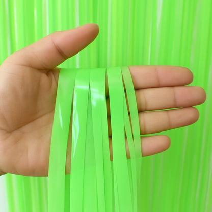 2Pcs Textured Shiny Neon Green Foil Curtain For Decoration – 3.28 x 6.56 FT