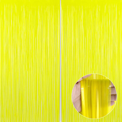 Wanna Party Pack of 2 Neon YellowFoil Curtains Backdrop