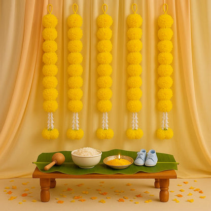 Haldi Decoration Items- Artificial Marigold Garland Pack of 5