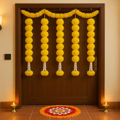 Haldi Decoration Items- Artificial Marigold Garland Pack of 5