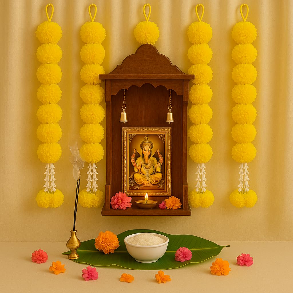 Haldi Decoration Items- Artificial Marigold Garland Pack of 5