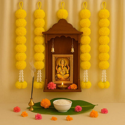 Haldi Decoration Items- Artificial Marigold Garland Pack of 5
