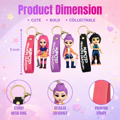 Kpop Demon Hunters Keychain Set of 3 - Anime Charms for Girls | Wanna Party