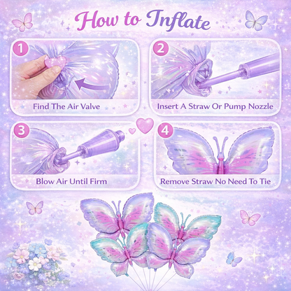 Pink & Purple Butterfly Shaped Large Balloons - 4PC