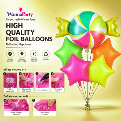 Candy Theme Foil Balloons - 5PC