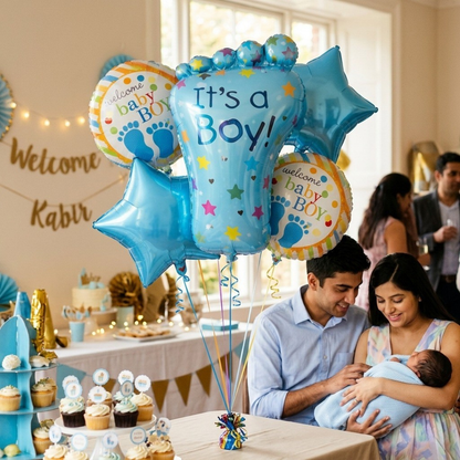 It's a Boy Baby Feet Welcome Baby Boy Balloon - Set of 5