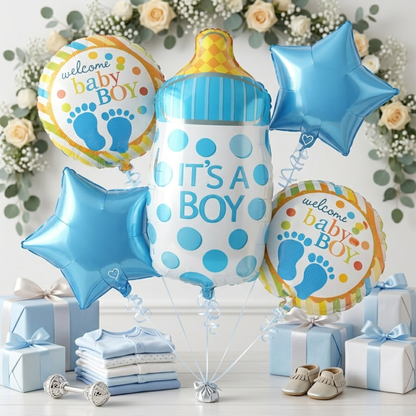 It's a Boy Baby Bottle Welcome Baby Boy Balloon - Set of 5