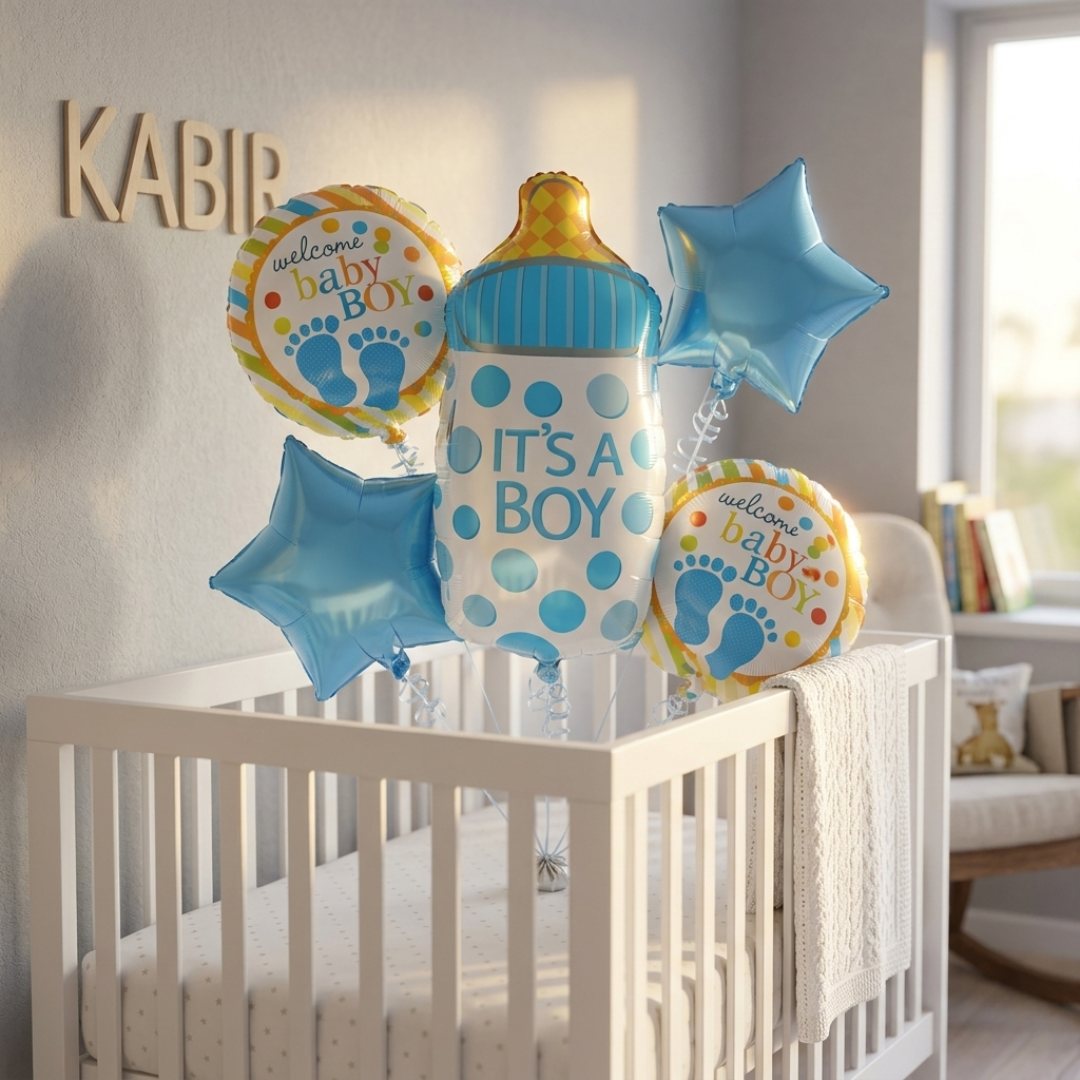 It's a Boy Baby Bottle Welcome Baby Boy Balloon - Set of 5