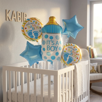 It's a Boy Baby Bottle Welcome Baby Boy Balloon - Set of 5