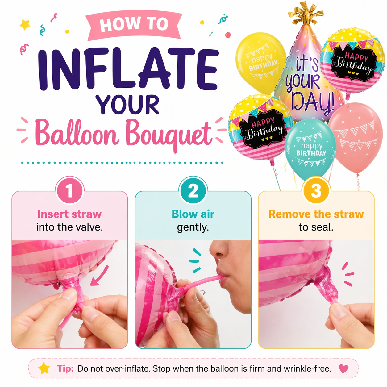 It’s Your Day Colorful Birthday Hat Foil Balloons - Set of 6