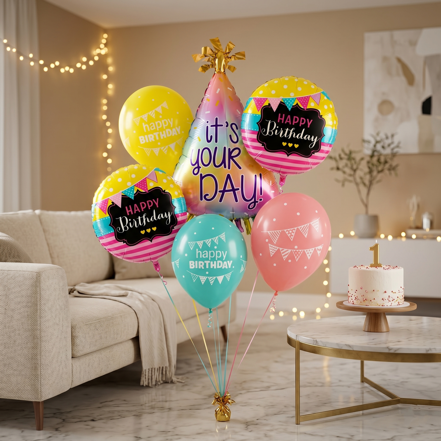 It’s Your Day Colorful Birthday Hat Foil Balloons - Set of 6
