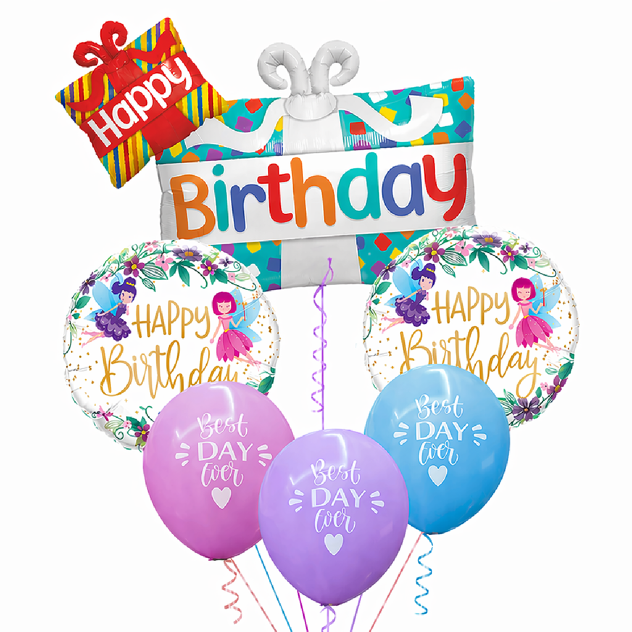 Happy Birthday Gift Box Foil Balloon Set of 5 for Celebration Decoration