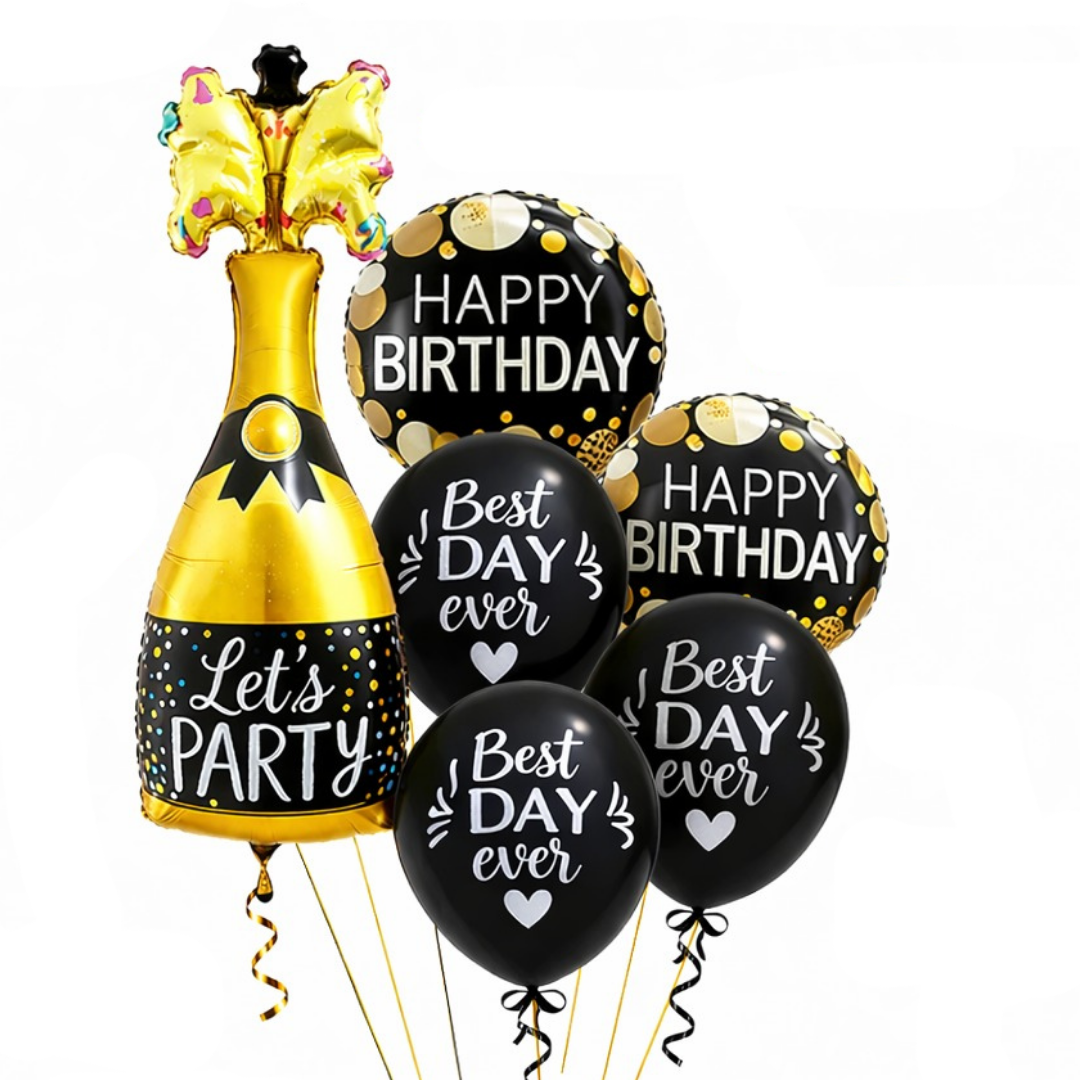 Starry Wine Bottle Celebration Foil Balloon Set of 6 for Birthday Decoration