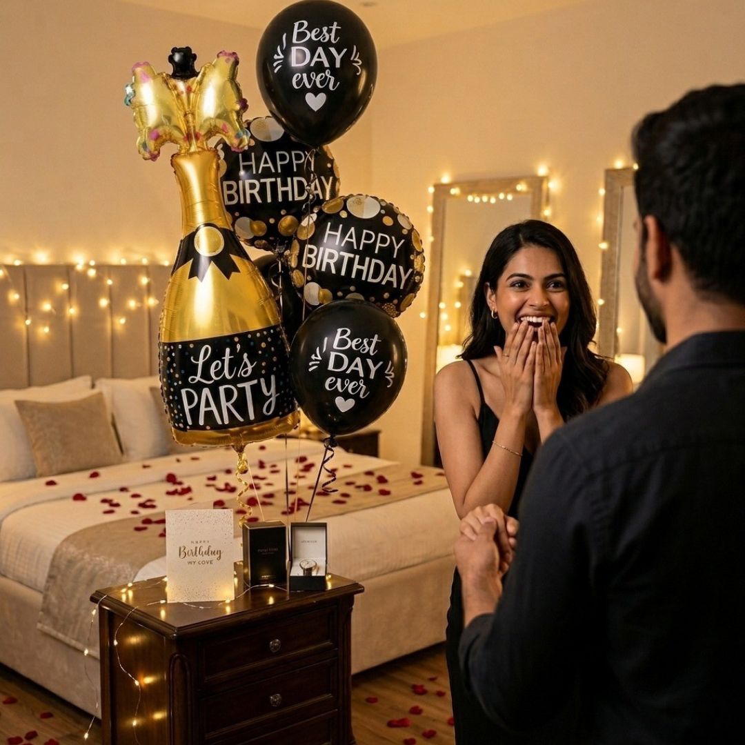 Starry Wine Bottle Celebration Foil Balloon Set of 6 for Birthday Decoration