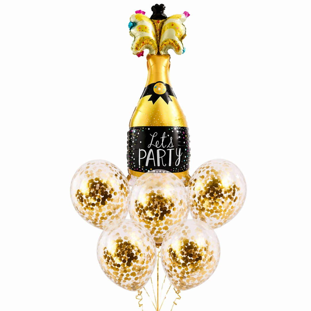 Drinking Theme Helium Balloon Set of 3 (Let’s Party + Aged to Perfection + Beer Mug Balloons) | Pre-Inflated & Delivered | Birthday & Anniversary Decoration