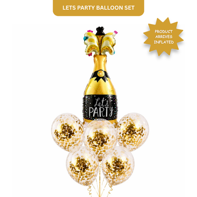 Drinking Theme Helium Balloon Set of 3 (Let’s Party + Aged to Perfection + Beer Mug Balloons) | Pre-Inflated & Delivered | Birthday & Anniversary Decoration