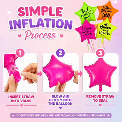 Mom You’re Special Printed UV Neon Star Balloons Set of 4