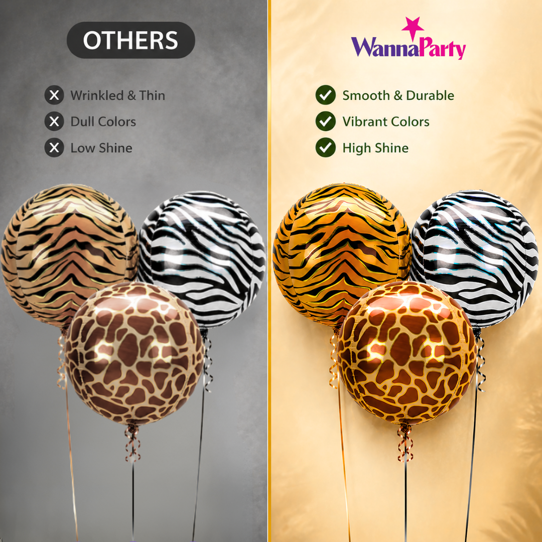 Animal Print Orbz Shaped Balloon Bouquet Set of 3 | Helium Filled and Delivers Inflated