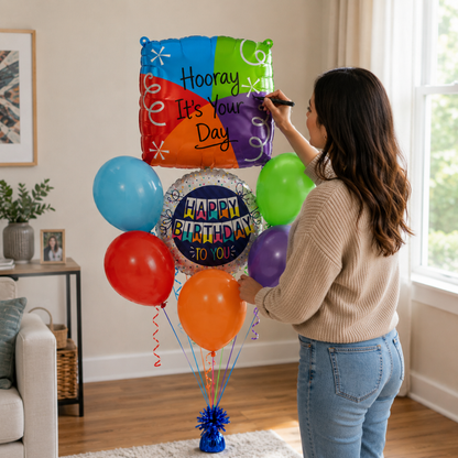 Customizable Alphabet "X" Square Shaped Balloon with Customized Name Stickers Bouquet Set of 7PC | Customizable Name Inital Balloons| Choose Your Name