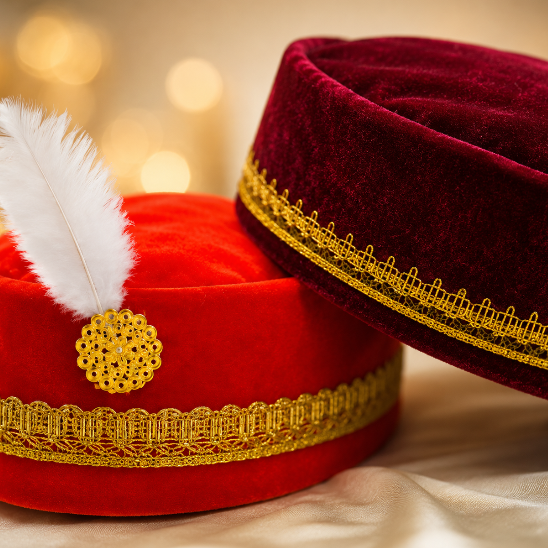 Qawwali Couple Hats Set, 2 Pcs | Moroccan Sufi Night Party Hats for Men & Women