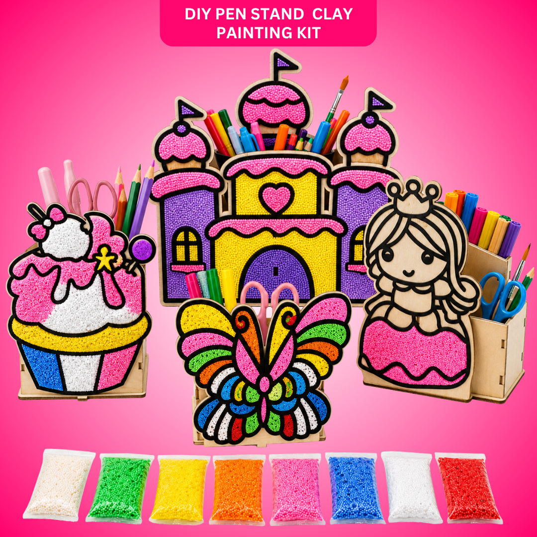 DIY Pen Stand Clay Painting Combo - Pack of 4 for Kids | Wanna Party - Image 1