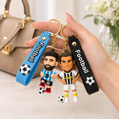 "Messi and Ronaldo White Jersey Keychain Set of 2 - Soccer Fan Gift | Wanna Party" - Image 3