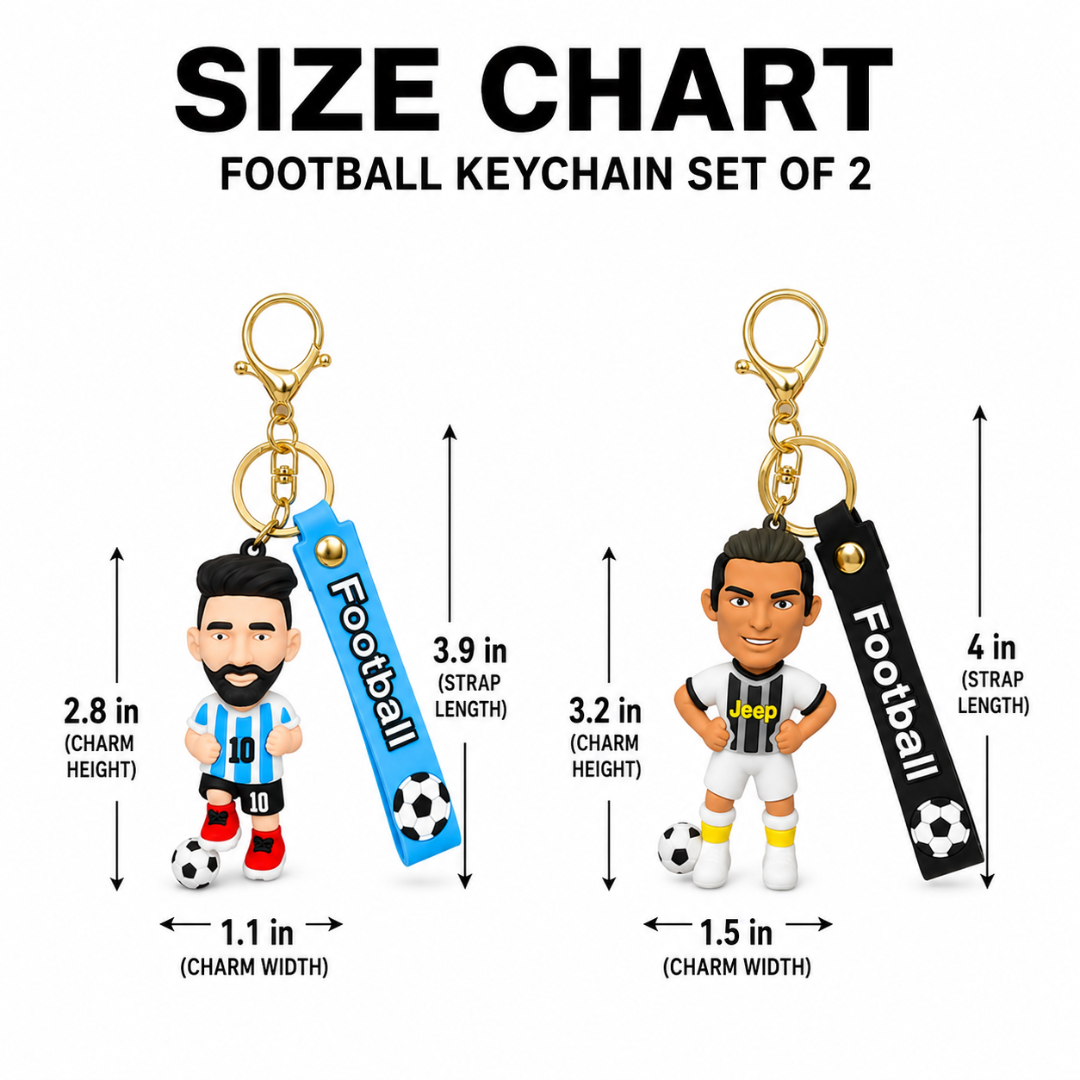 "Messi and Ronaldo White Jersey Keychain Set of 2 - Soccer Fan Gift | Wanna Party" - Image 5